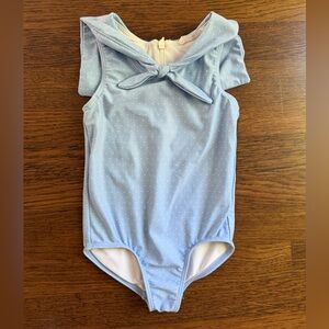 Minnow Light Blue Girls' One-Piece Swimsuit with Sailor Tie size 3/4